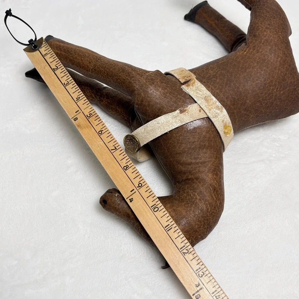 Mid Century Faux Leather Horse Plush Figurine Rustic Farmhouse Decor 12
